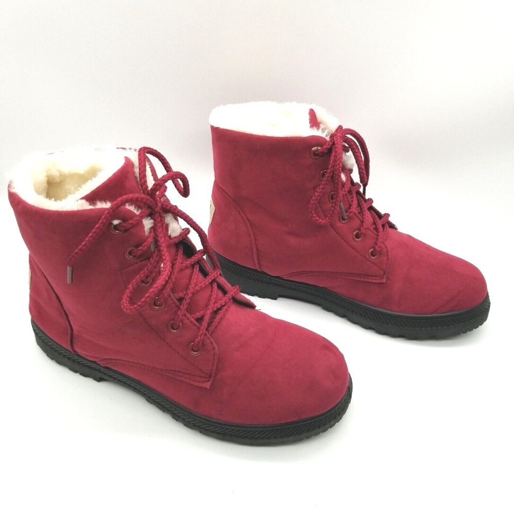 SQL Womens Pink  Faux Suede Faux Fur Lined Boots Size US 9.5 EU 40‎